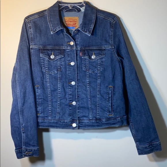 levi's trucker jacket navy blazer